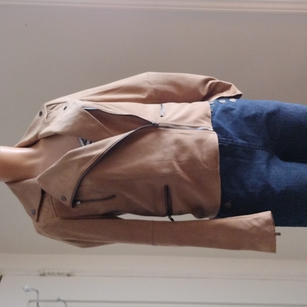 Kut from the Kloth beige faux suede biker jacket S - Picture 2 of 10